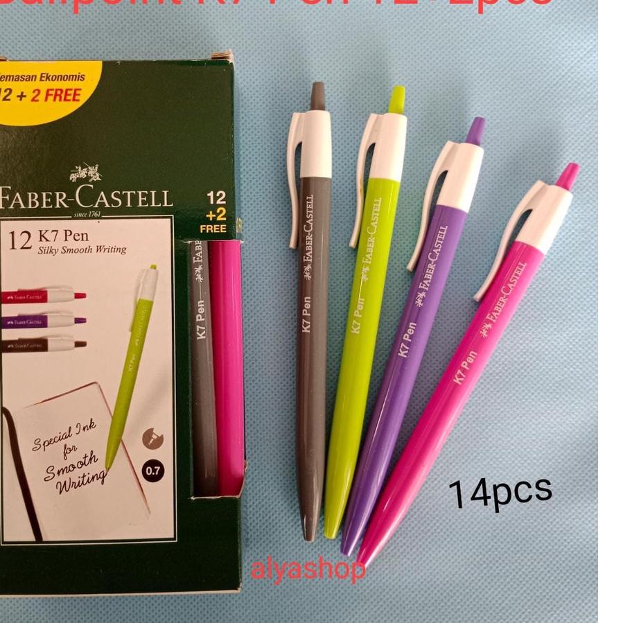 

66R✦ Faber Castell Ballpoint K7 Pen 0.7 Tinta Hitam 1 Box isi 12+2pcs Banyak Peminat