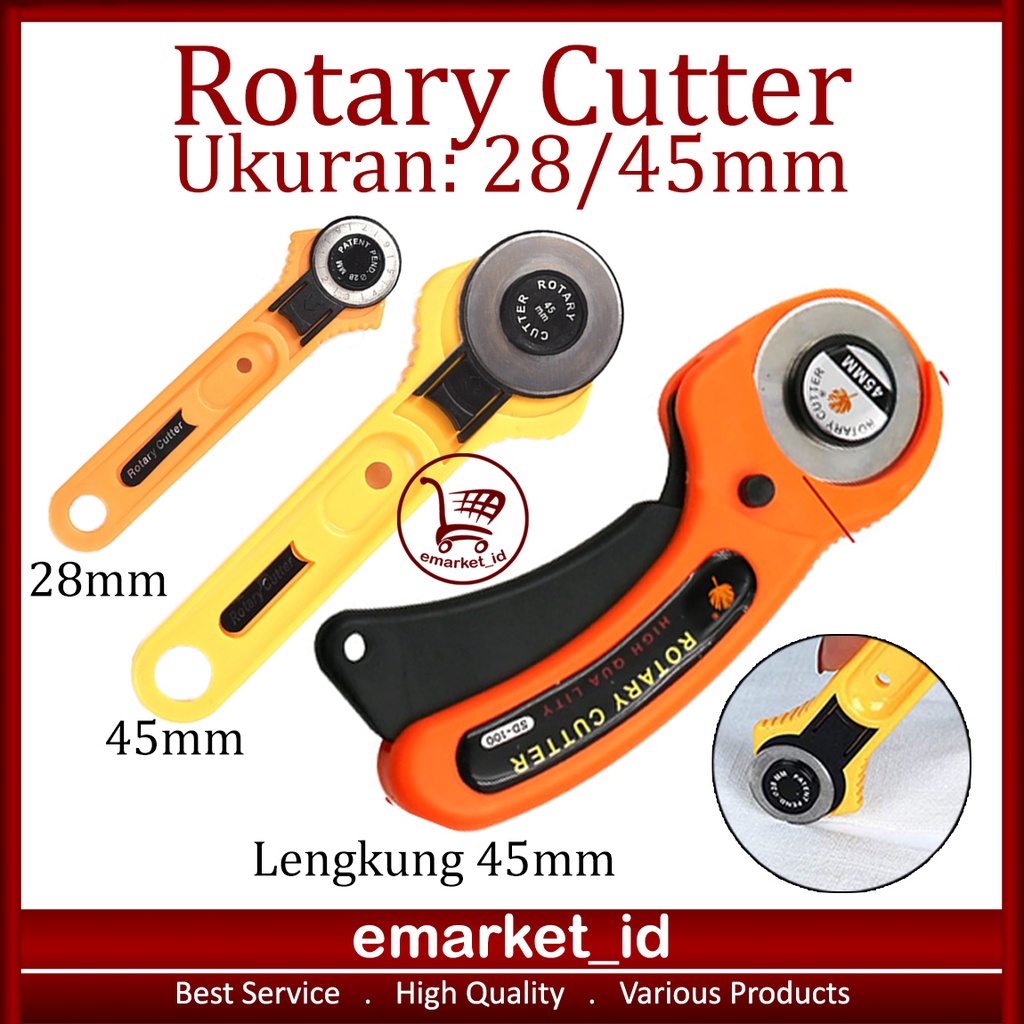 

Rotary Cutter 28mm 45mm / Roller Blade Alat Potong Bahan Gunting Kain Pemotong Kertas