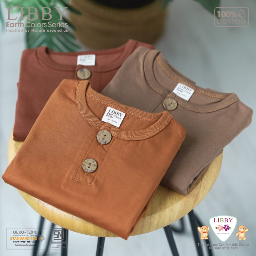 Libby Earth series New Comfy Set Warna Baru Kancing Depan Setelan Pendek Baju Bayi