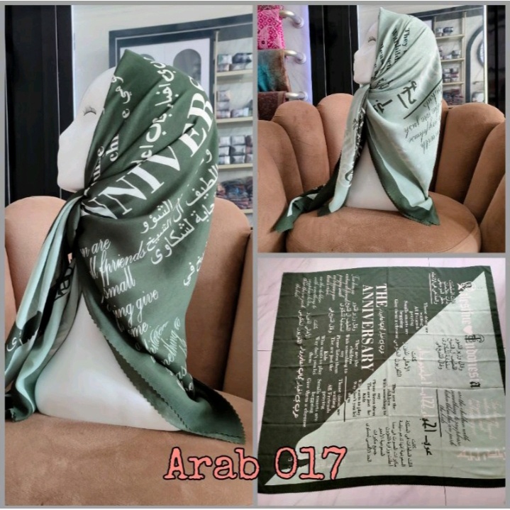 Hijab Segiempat Motif Koran arab / arabic premium / Kerudung voal best seller-ARAB 017