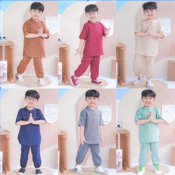 set koko adem set lucuna/stelan koko anak/kurta anak polos 1-5 tahun