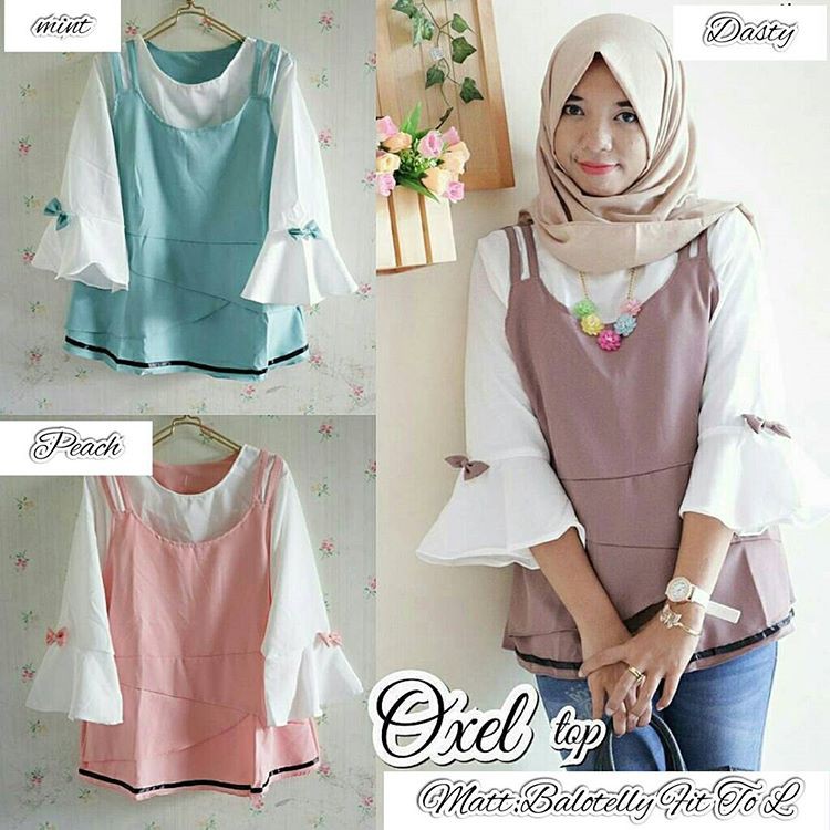 Oxel Top Baju Kekinian  Murah Wanita  Atasan Blouse Lengan  