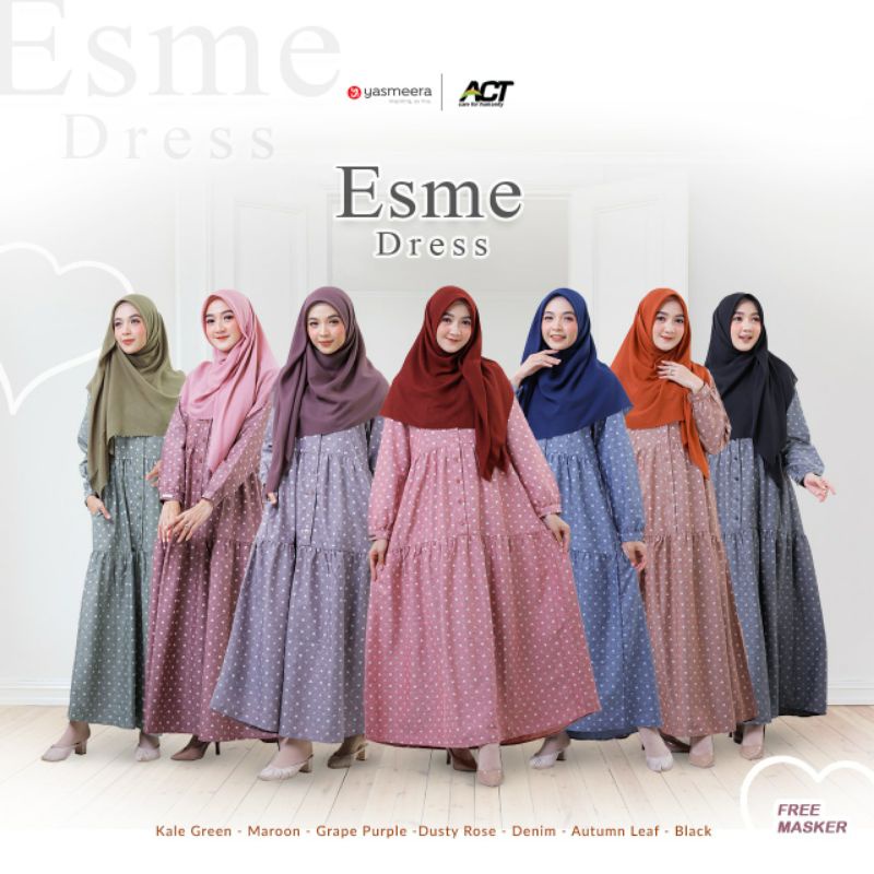 [HAFIA HIJAB] ESME DRESS/ GAMIS / LONG DRESS KATUN 3G MOTIF LOVE ADEM, STYLIS KEKINIAN SIGNATURE BY 