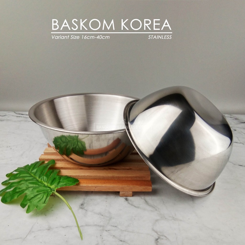 Baskom Korea stainless steel 18cm elegan tebal kecil dov mixing bowl