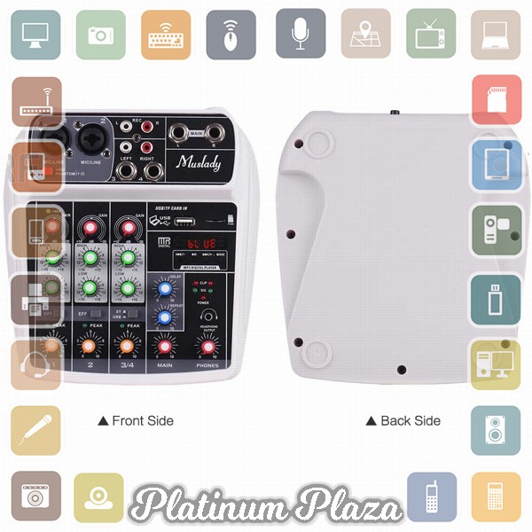 Muslady Professional Compact Mixing Console Mixer 4 Channel Phantom Power 48V - AI-4 - White`3RY7LY-