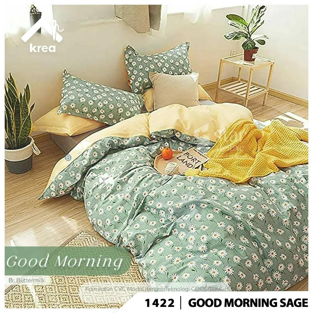 SET SPREI AESTHETIC BAHAN KATUN CVC ANTI GESER SARBAN + SARGUL MOTIF  1