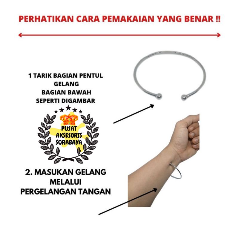 GELANG TANGAN MONEL KESEHATAN REMAJA DEWASA BAJA PUTIH ANTI SAWAN KEJANG