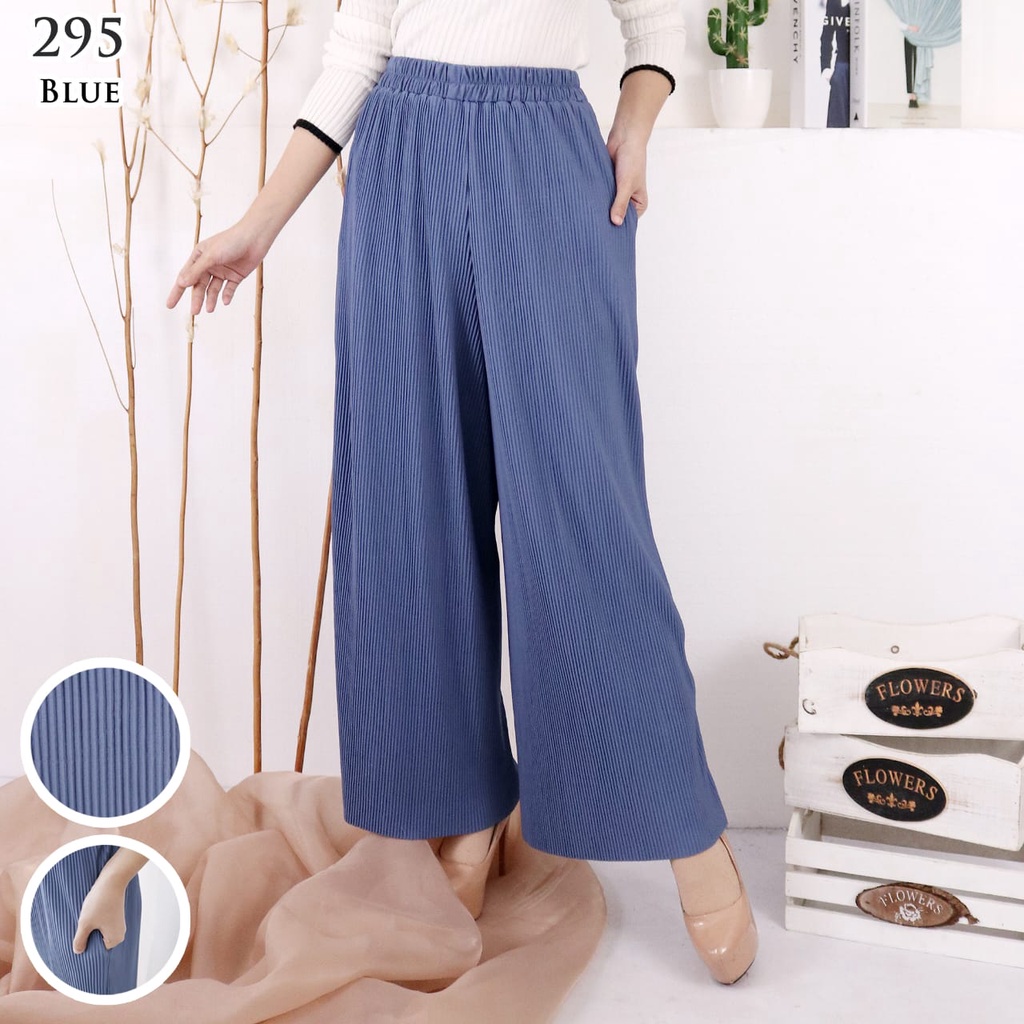 KULOT BASIC 295 PLISKET LIDI ADA KANTONG PLEATS PANT KULOT PLISKET