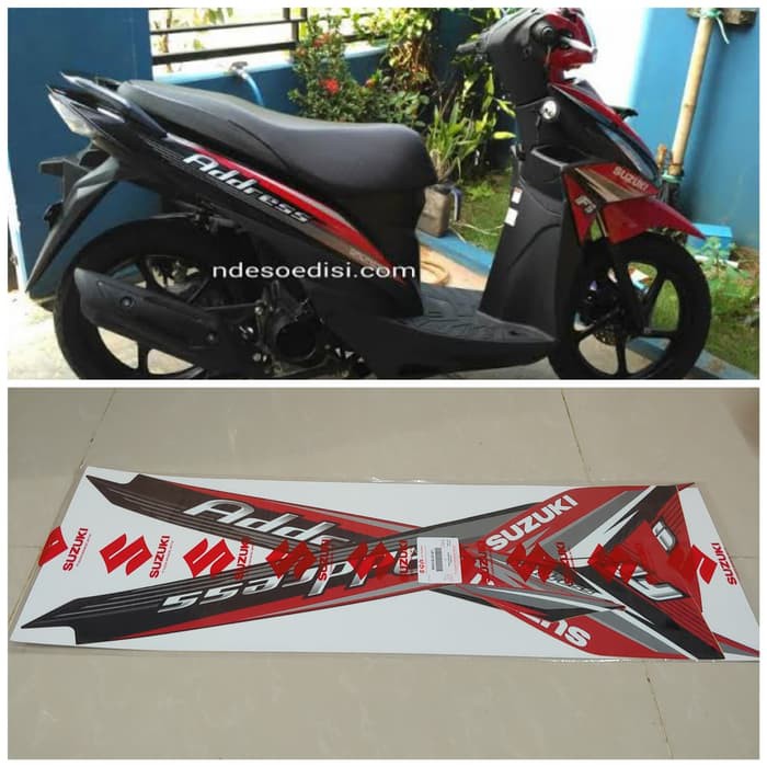 Striping Suzuki Address 2014 Hitam Merah Original SGP