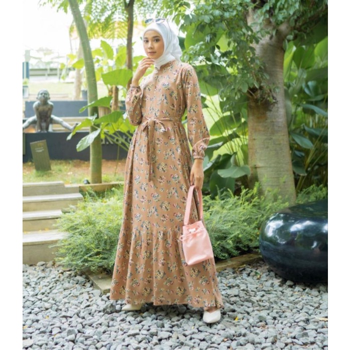 dress coklat bunga