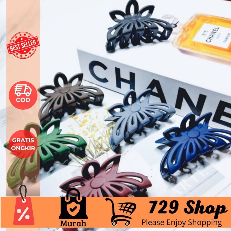 Jepit Korea Doff Premium Motif Bunga Ukuran 6,5 Cm Import Best Seller