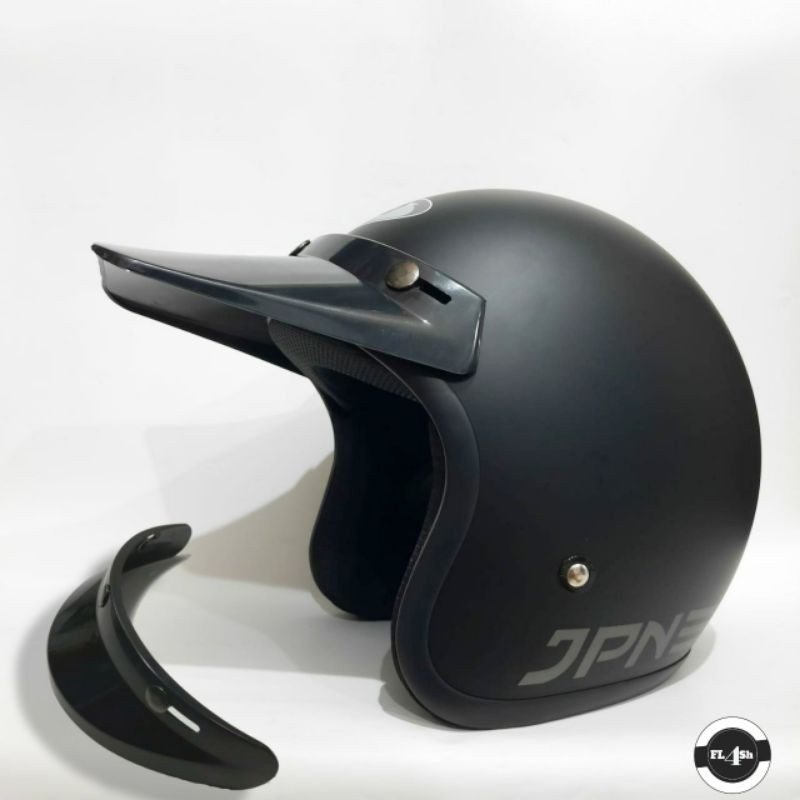 HELM JPN BOGO RETRO PET PANJANG | PENDEK Hitam doff