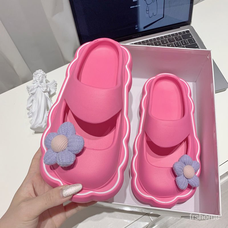 Sandal bunga kecil perempuan putri gadis mahasiswa non-slip tebal bawah pakaian luar lucu