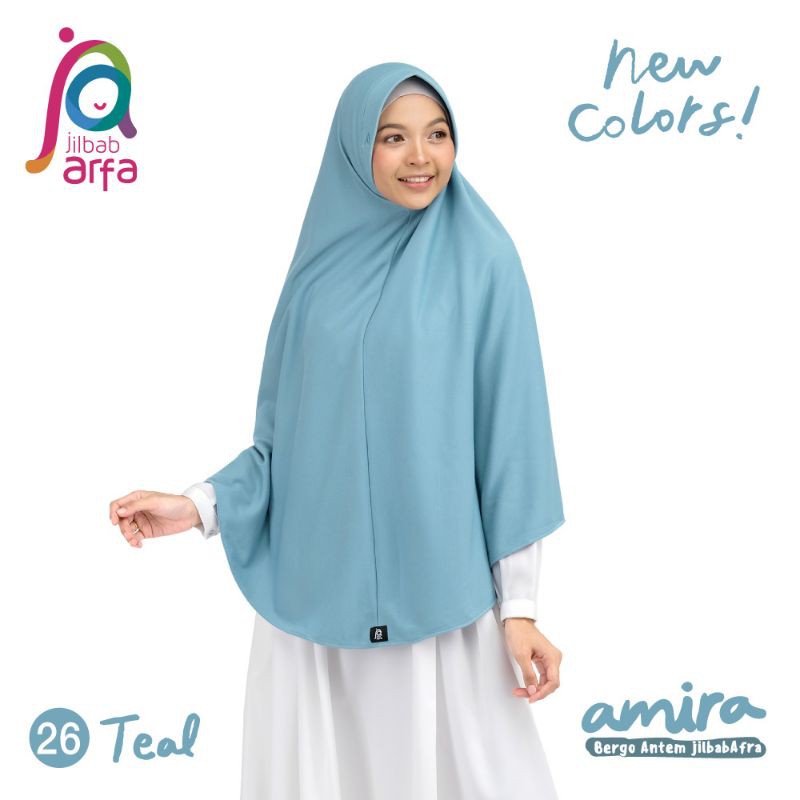 AMIRA NEW COLOURS Bergo Antem bahan kaos premium by jilbab arfa ex afra-Teal