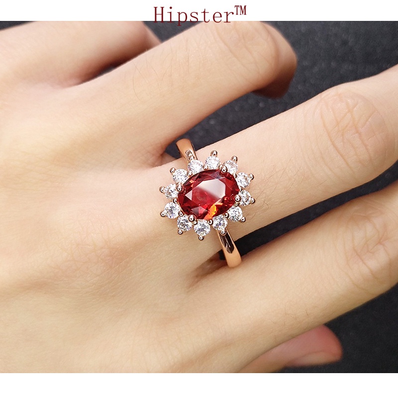 New Hot Fashion Classic Inlaid Full Diamond Ruby Ring