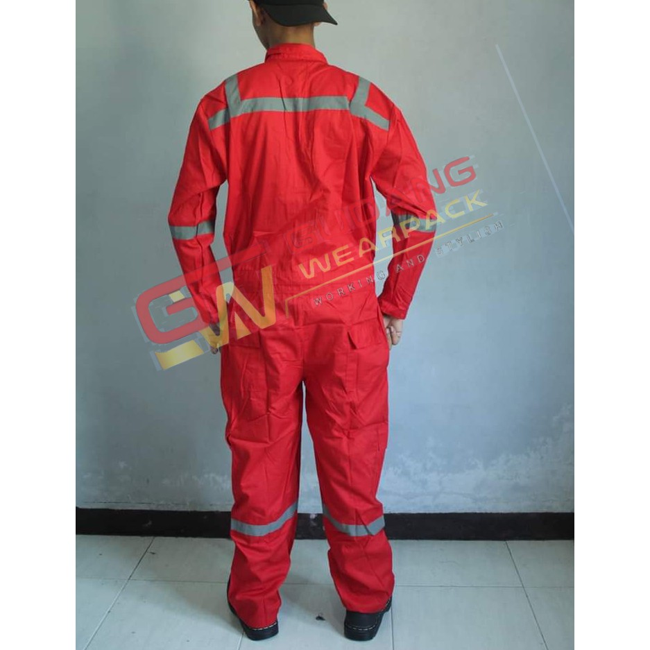 Gudang Wearpack - Pakaian Kerja Seragam Proyek Coverall - Terusan - One Piece Warna Merah