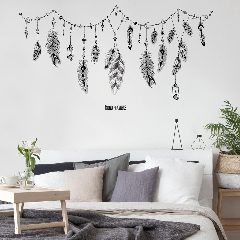 RELIZA WALL STICKER DREAM CATCHER DREAMCATCHER BULU AYAM STIKER DINDING JM7339