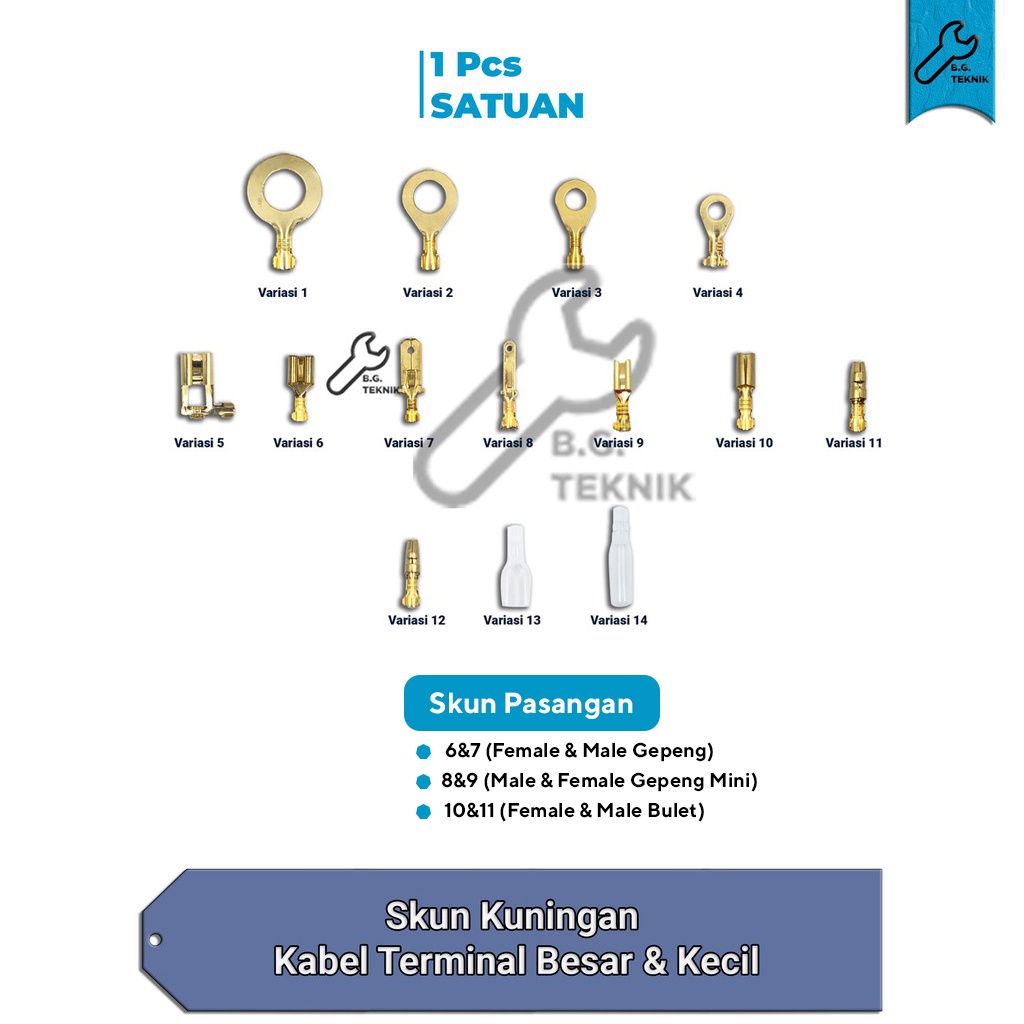 Skun Kabel Kuningan Terminal Sekun Besar dan Kecil