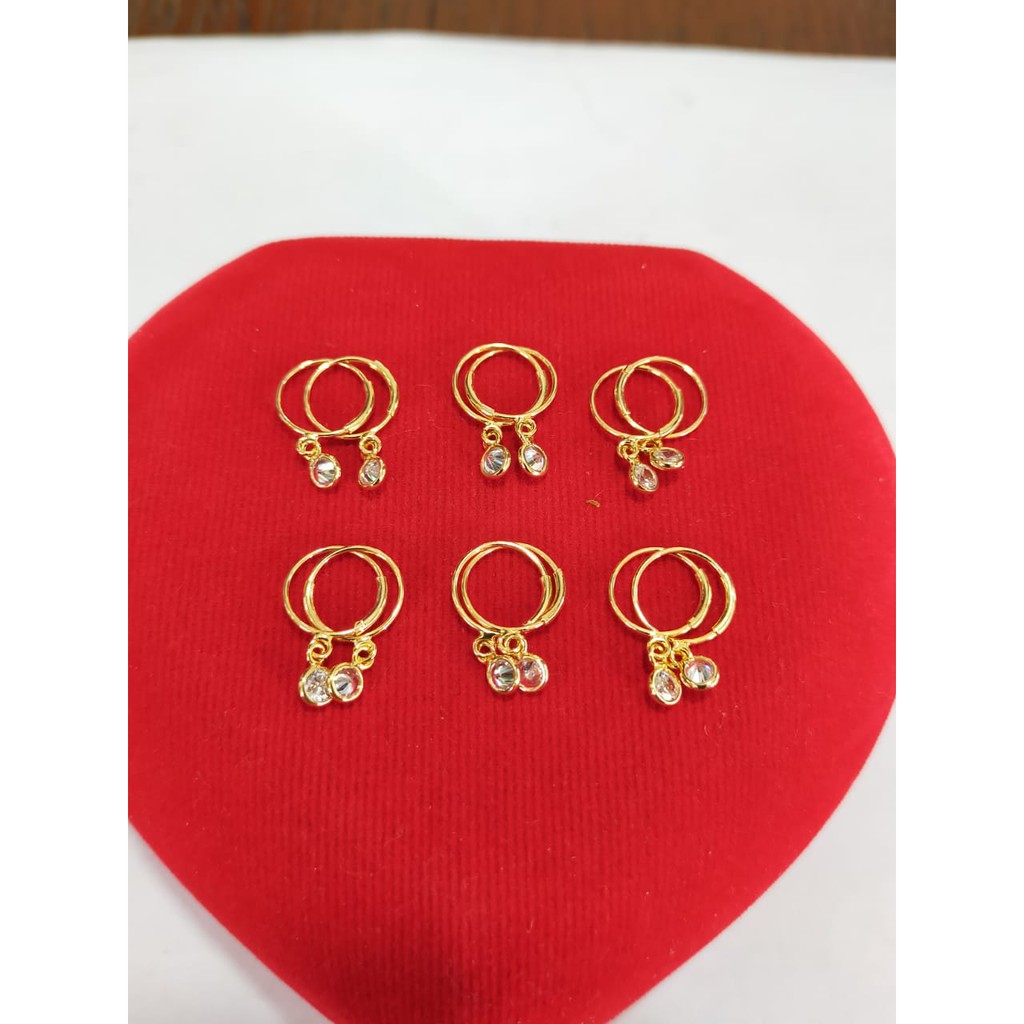 Anting bayi - gantung mata 1, perak 925, sepu emas kuning, 26.500/pasang