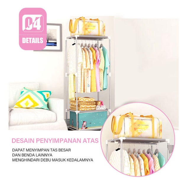 [MURAH] Lemari Rak Gantungan Baju Serbaguna Stand Hanger Tinggi 140cm BAHAN KOKOH AN KUAT