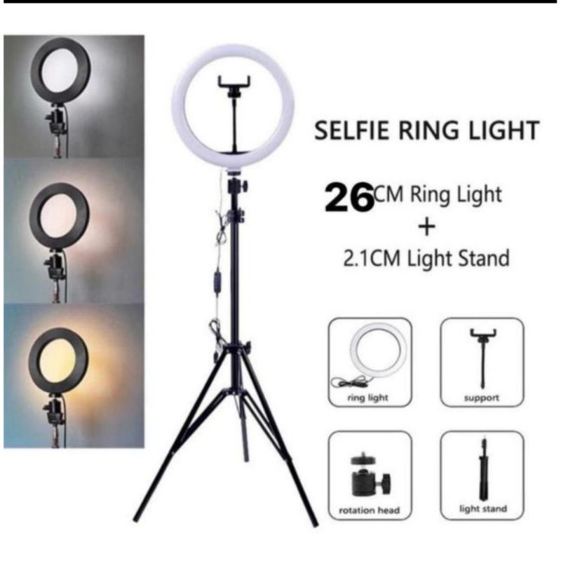 Ring Light Selfie Tripod Streaming Tongsis Vlog Ringlight 26Cm