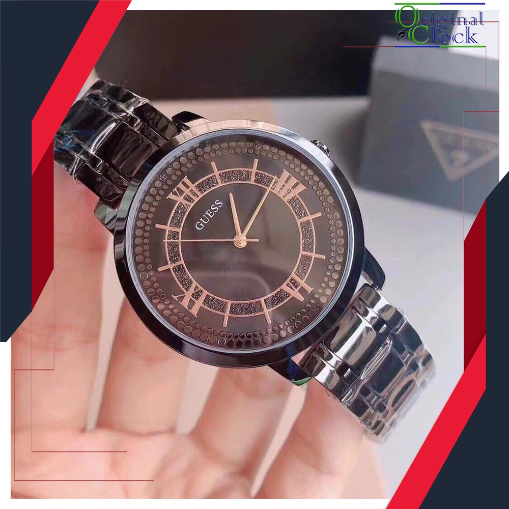 GU3SS W0933L4 - JAM TANGAN PRIA WANITA | RANTAI | KULIT | KARET | MURAH | WANITA BLACK STEEL