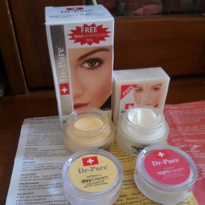 BISA COD - DR PURE CREAM PAKET SET WHITENING 3 IN 1 SABUN CREAM SIANG MALAM ORIGINAL BPOM