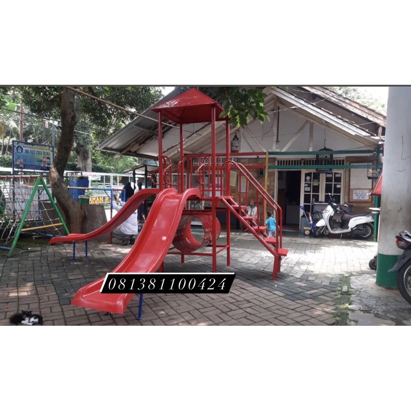 rumah perosotan playground outdoor mainan anak galvanis besi anti karat free ongkir jkt