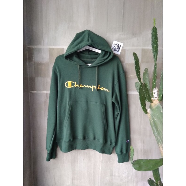 Champion Embriodiery Hoodie green Forest