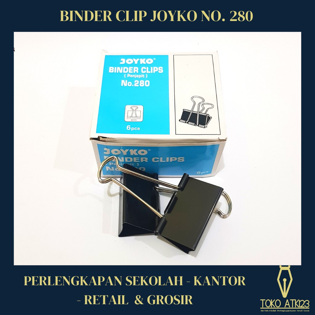 Binder Clip / Penjepit Kertas / Klip Kertas Joyko No. 280