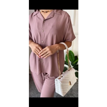 SETELAN WANITA RAYON | PAJAMAS CEWE | PIYAMA BAJU CELANA 7/8 | ONESET BUSUI | PIYAMA KANCING POLOS