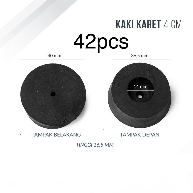 42pcs Kaki Karet 4 cm (PVC) untuk Salon Speaker / Box Power / Amplifier / Hardcase / Sofa / Pintu