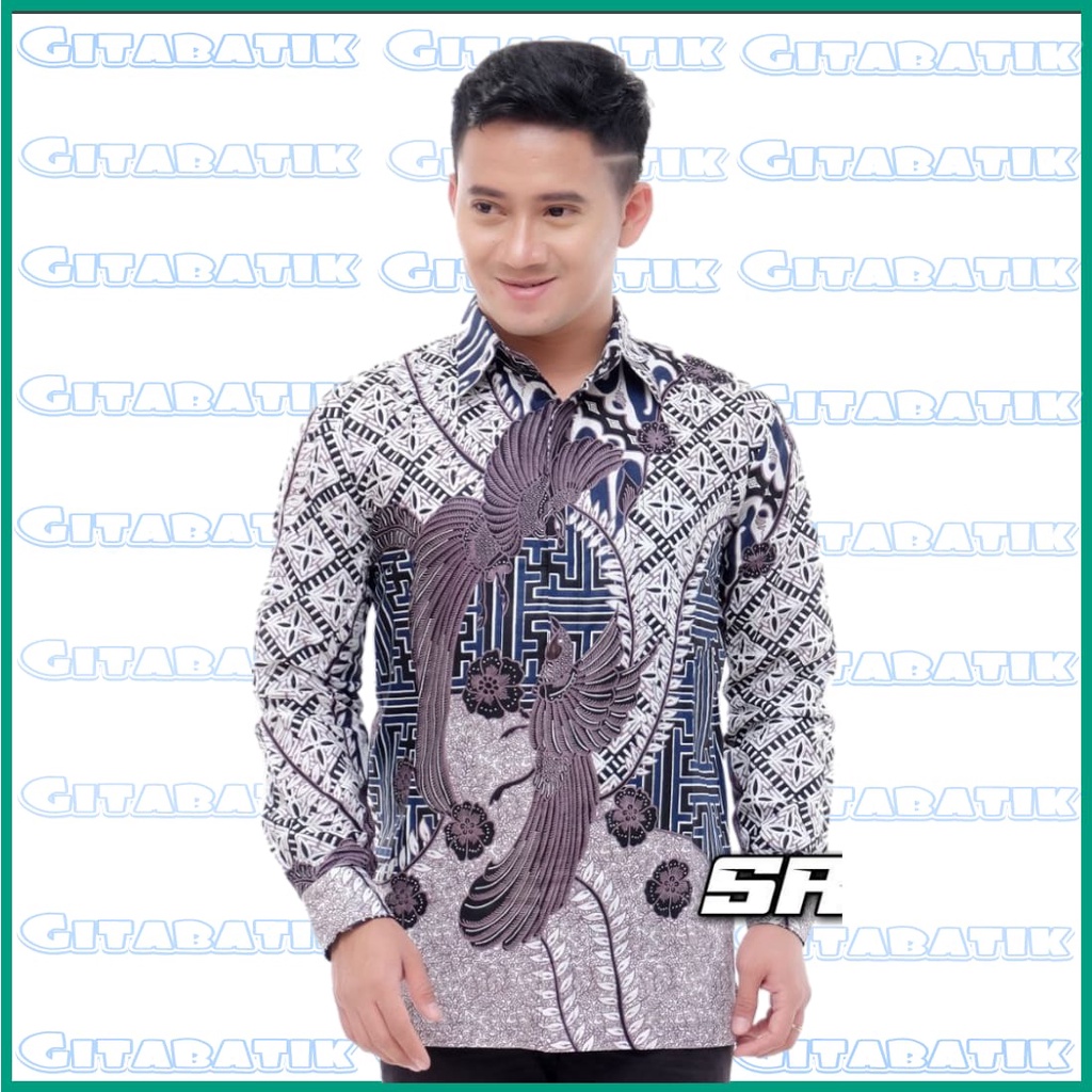 Atasan Batik Pria Lengan Panjang Kenongo Hem Padi Pekalongan M L XL