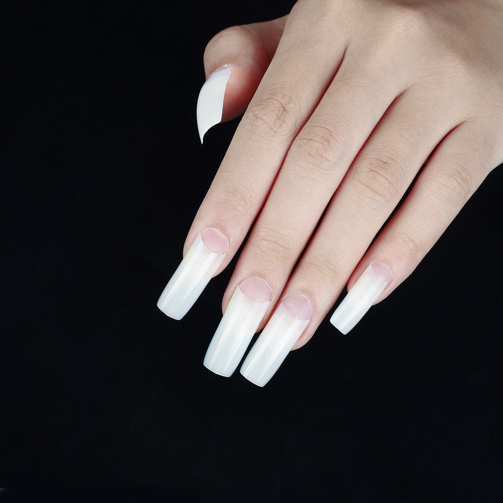 kuku palsu putih transparan bening polos manicure