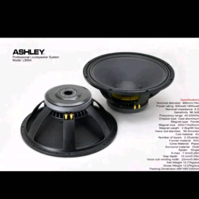 SPEAKER KOMPONENT 18INCH ASHLEY L900A ORIGINAL