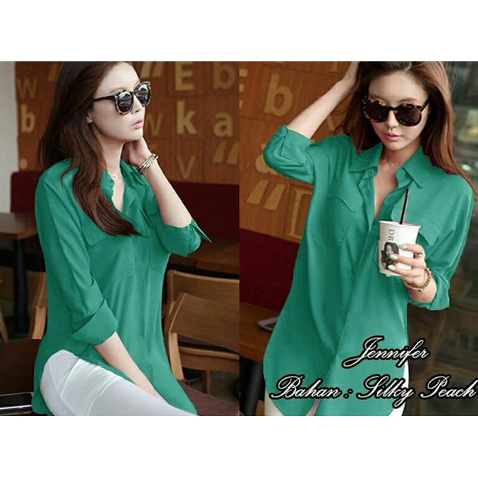 Kemeja Wanita Jennifer - Hijau Tosca