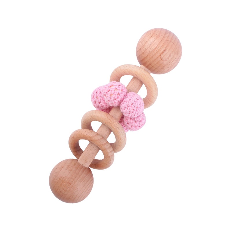 Mary Mainan Rattle Teether Bahan Kayu + Wol Rajut Untuk Bayi