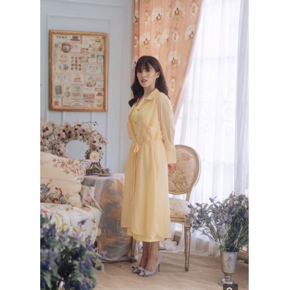 maven christian silk dress in Pale banana