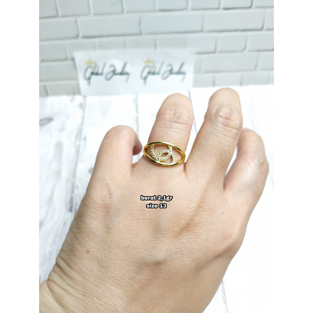 CINCIN VARIASI BULAT MATA GOLD PERAK ASLI S925 GLOBAL JEWELLERY CJ065