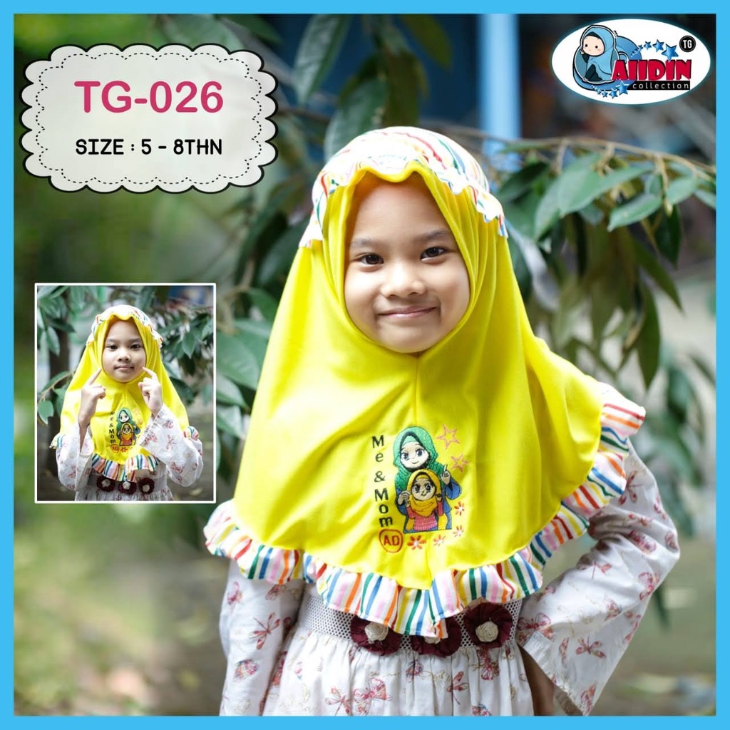 HIJAB AIIDIN / KERUDUNG ANAK UKURAN TANGGUNG / UNTUK USIA 5-9 TAHUN / KERUDUNG ANAK TOPI BAGIAN KEPA
