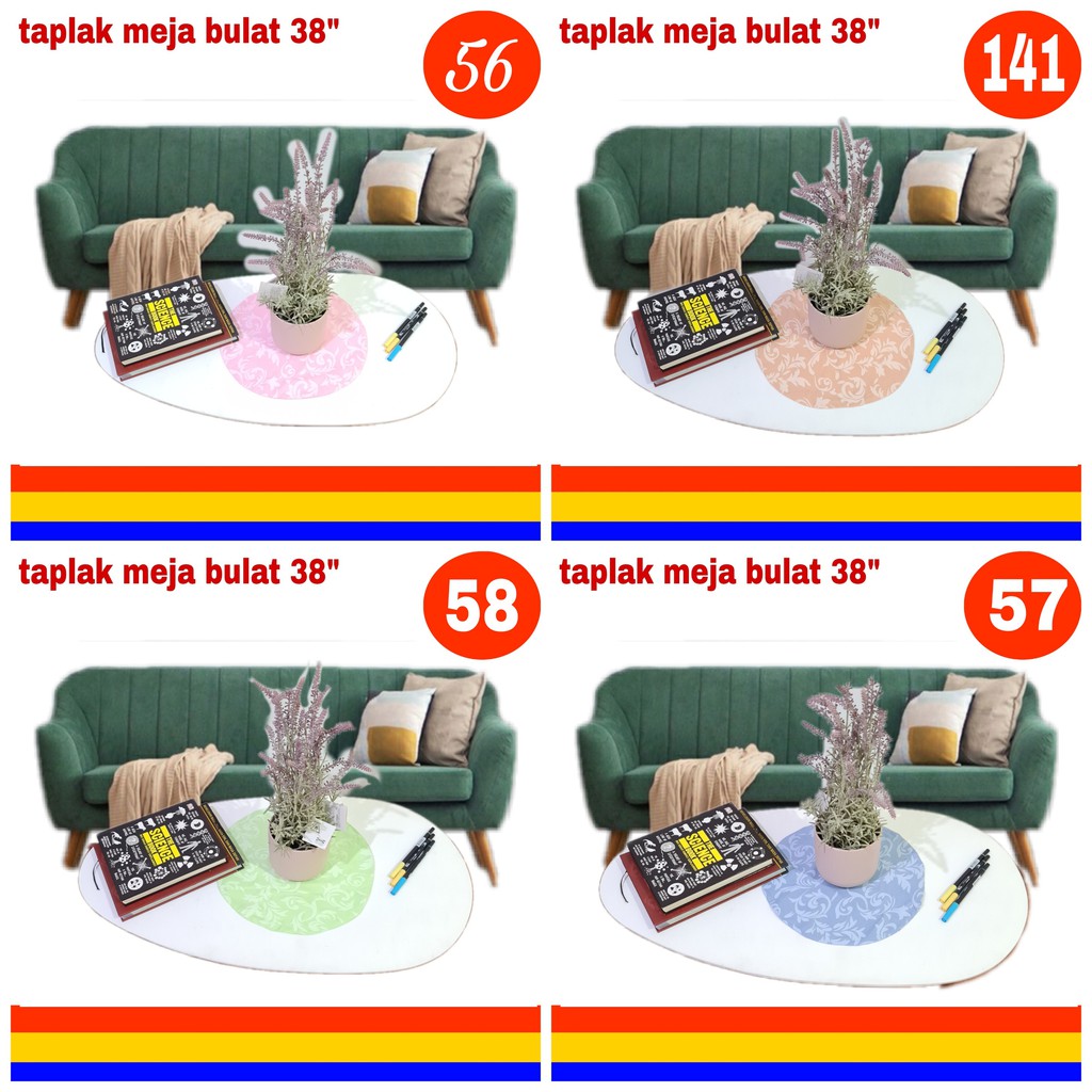 taplak meja atau table runner bulat bolak balik bermotif