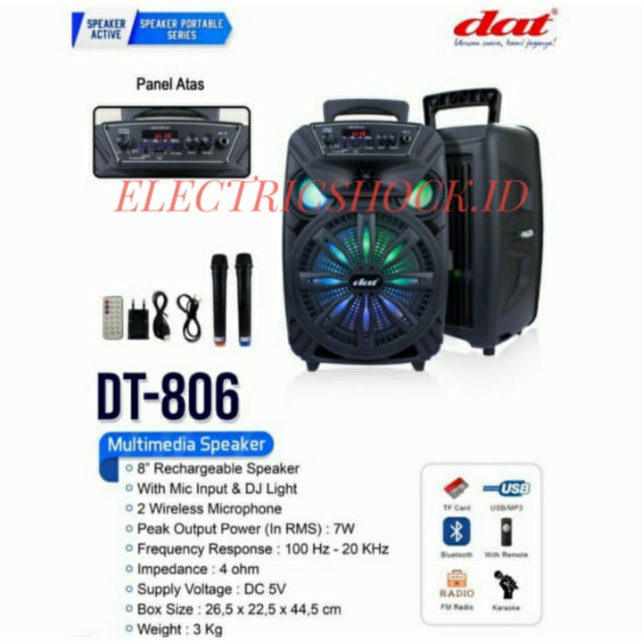 SPEAKER PORTABLE DAT DT 806 / DT806 / DT-806 (ORIGINAL) 8 inc usb bt