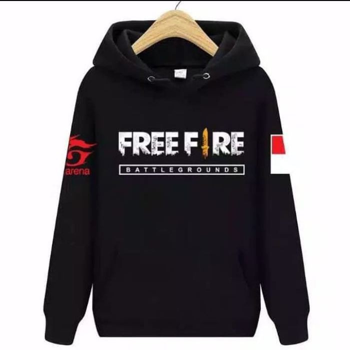 GROSIR - JAKET SWEATER HOODIE ANAK FREEFIRE - HITAM, M