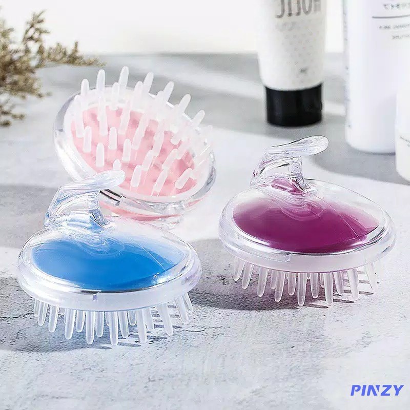 Sisir Keramas Bulat Untuk Pijit Kulit Kepala Bahan Silikon