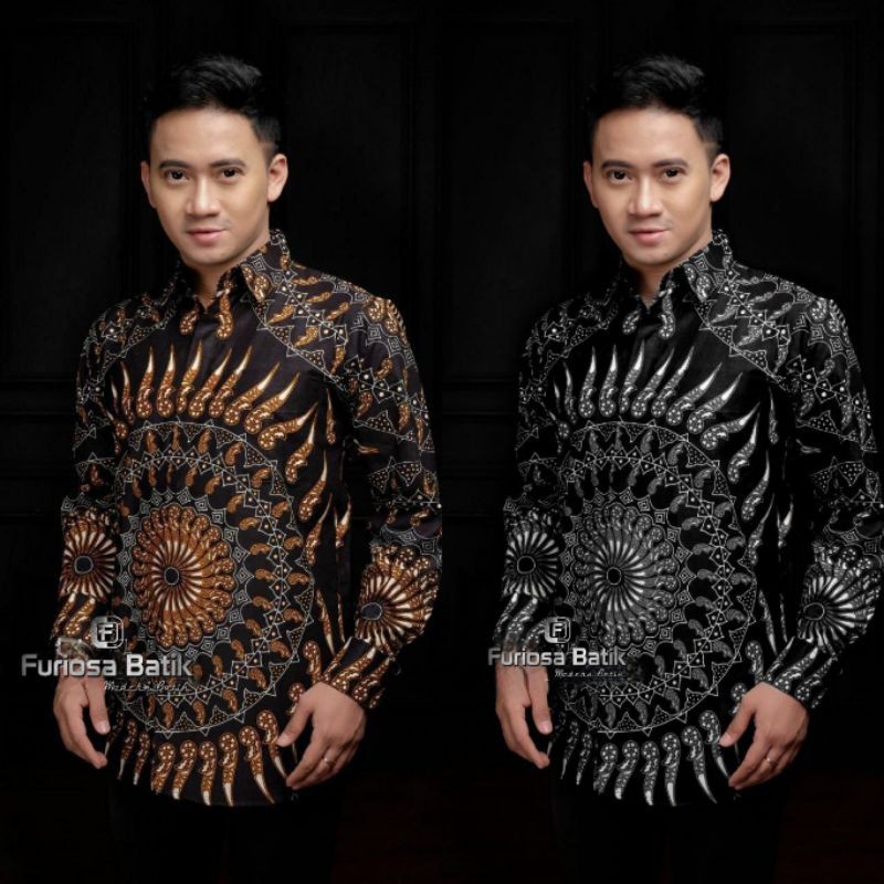 Batik Pria Lengan Panjang BATIK NAKULA HRB026 motif KERATONAN Kode 002 size M L XL XXL Reguler