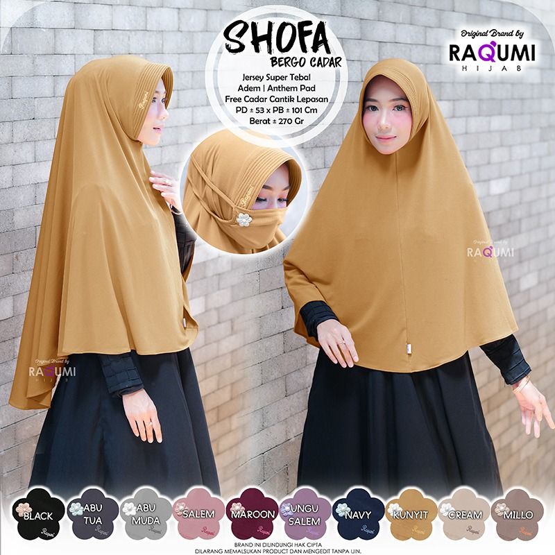 SHOFA Bergo Masker Ori RAQUMI Hijab
