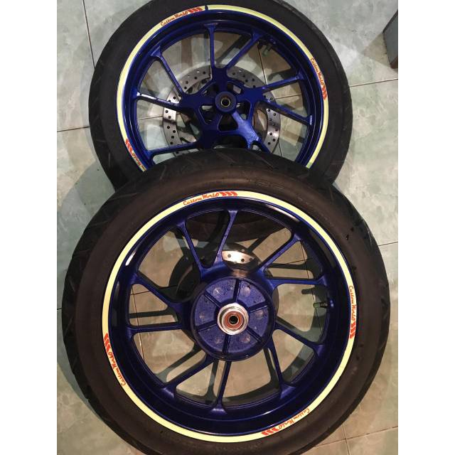 Velg set New R15 V3 VVA Generasi 3 Ori Copotan Biru Fullset