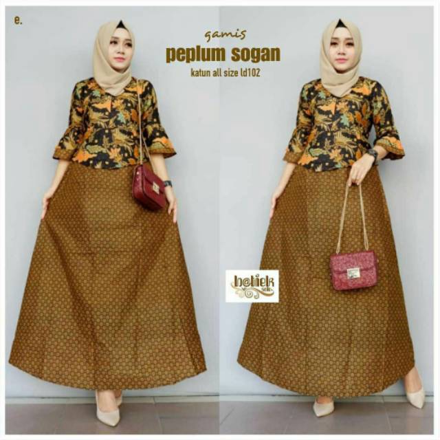 Gamis Batik Moderen/Gamis Batik Peplum Sogan/Batik SMI allssize