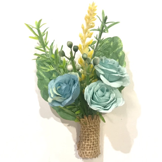 Corsage pernikahan mawar biru korsase boutonniere artificial