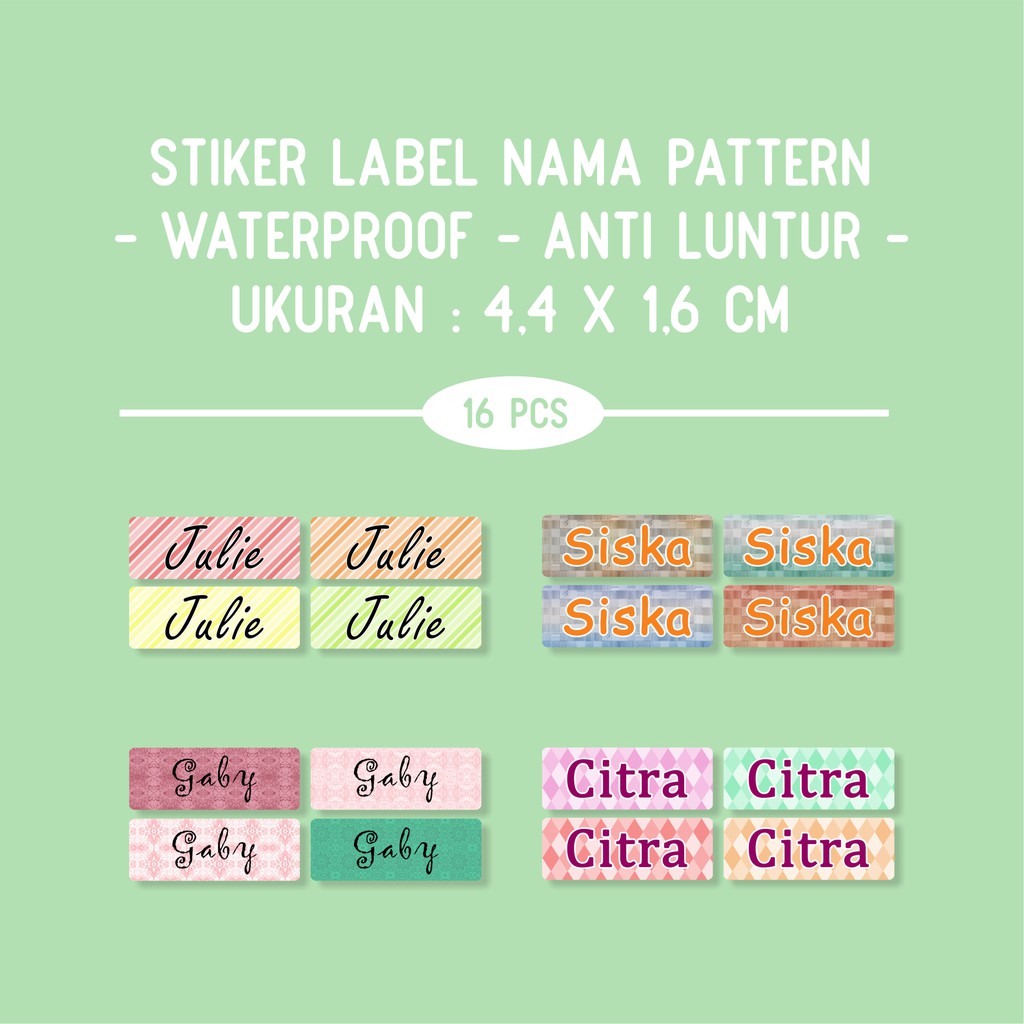 

Stiker Nama Pattern Waterproof